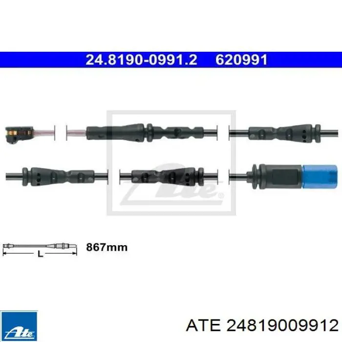 882155 Triclo Sensor traseiro de desgaste das sapatas do freio