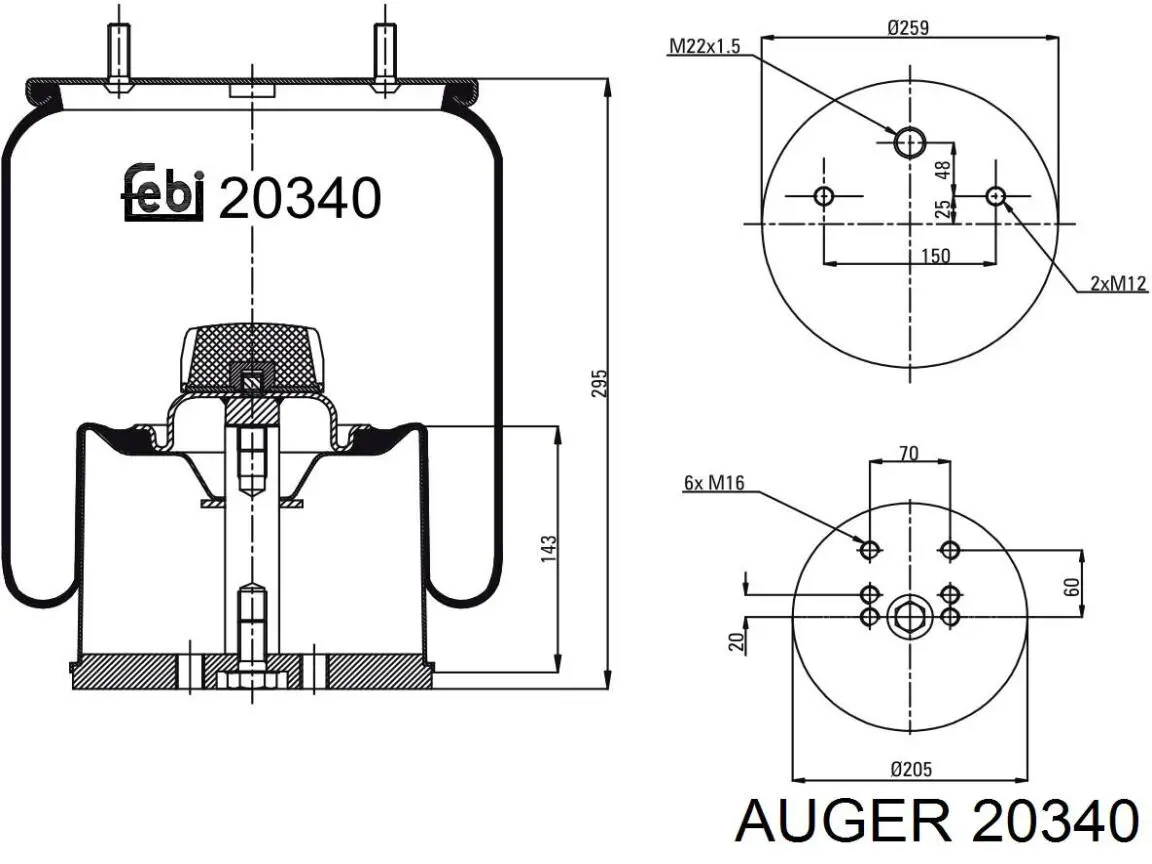 203185 Sampa Otomotiv‏ Coxim pneumático (suspensão de lâminas pneumática) do eixo traseiro