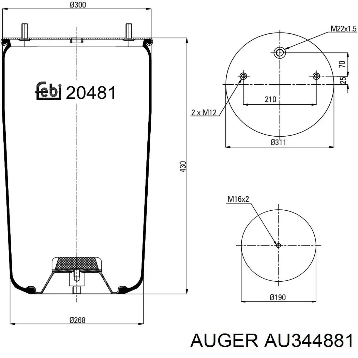 Compre 5002030111P Magnum Technology Coxim pneumático (suspensão de lâminas pneumática) do eixo