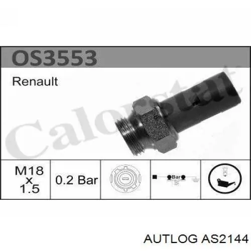 AS2144 Autlog Sensor de pressão de óleo