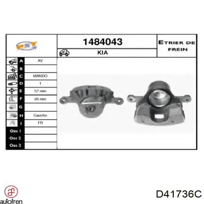 Compre D41736C Autofren Kit de reparação de suporte do freio dianteiro