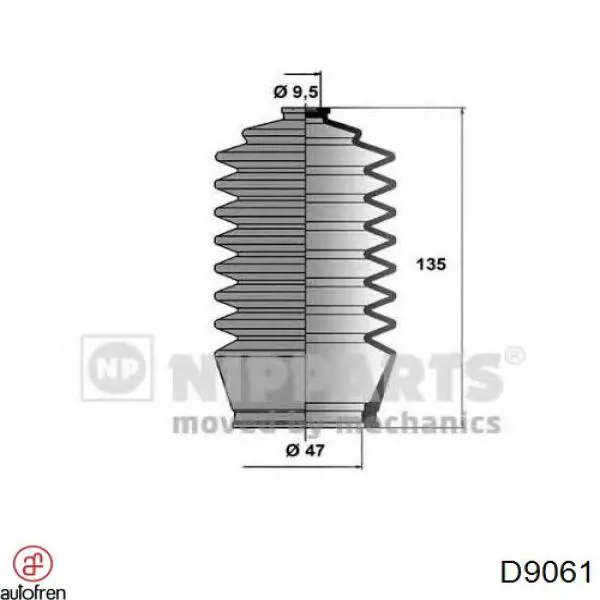 Bota de proteção do mecanismo de direção (de cremalheira) Autofren D9061 preço, a partir de 8,83 USD