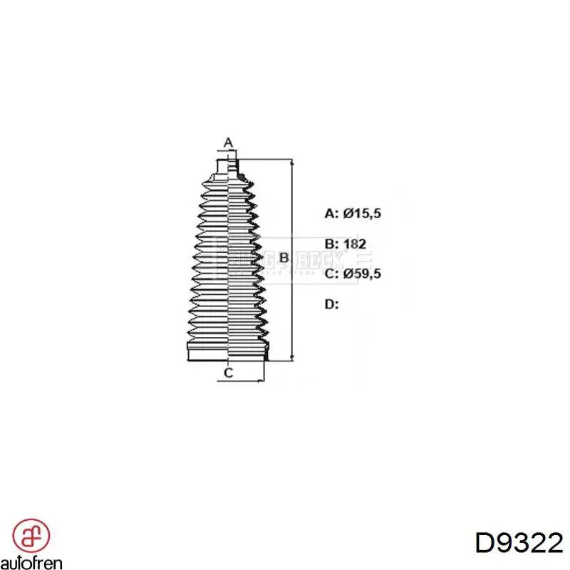 Bota de proteção do mecanismo de direção (de cremalheira) Autofren D9322 preço, a partir de 12,52 USD