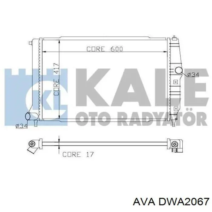 Radiador de esfriamento de motor AVA DWA2067 preço, a partir de 89,23 USD