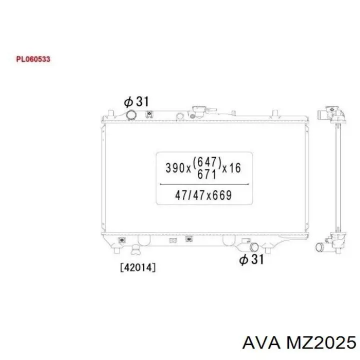 Radiador de esfriamento de motor Mazda PN1615200 preço, a partir de 500,61 USD