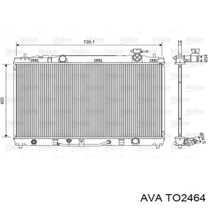 Radiador de esfriamento de motor AVA TO2464 preço, a partir de 137,94 USD