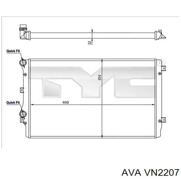 Radiador de esfriamento de motor AVA VN2207 preço, a partir de 115,83 USD