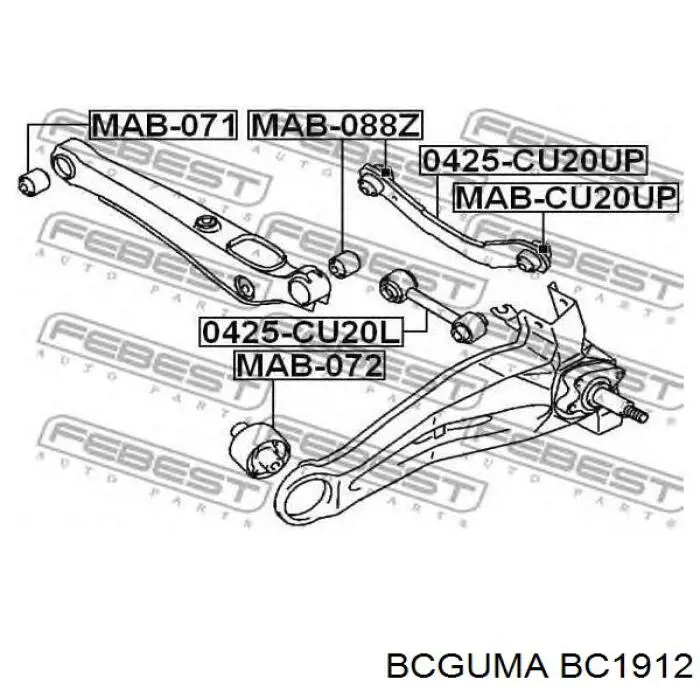 Bloco silencioso da barra Panhard (de suspensão traseira) Bcguma BC1912 preço, a partir de 13,52 USD