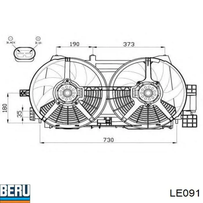  Ventilador elétrico de esfriamento montado (motor + roda de aletas) Renault Laguna I hatchback (B56, 556) (1993 - 2002) I