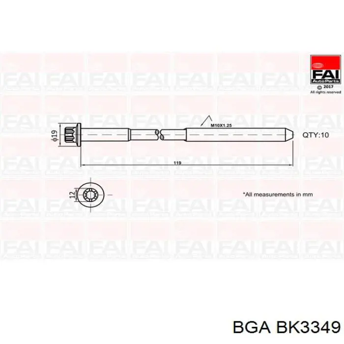 BK3349 BGA Parafuso de cabeça de motor (CBC)