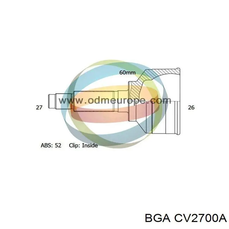 Junta homocinética externa dianteira esquerda BGA CV2700A preço, a partir de 47,74 USD
