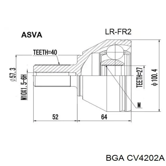 CV4202A BGA Junta homocinética externa dianteira/traseira