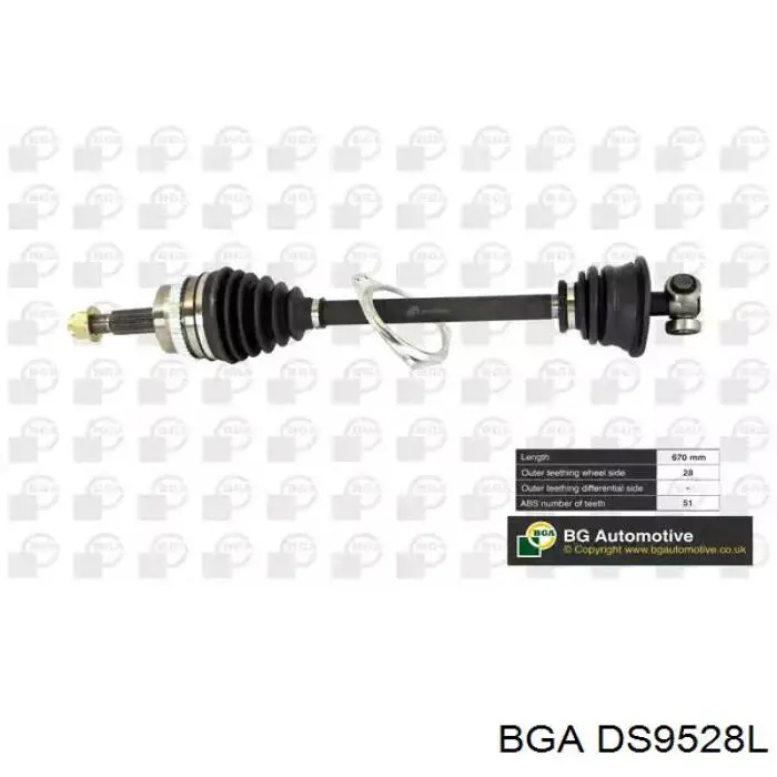 Semieixo (acionador) dianteiro direito BGA DS9528L preço, a partir de 125,66 USD
