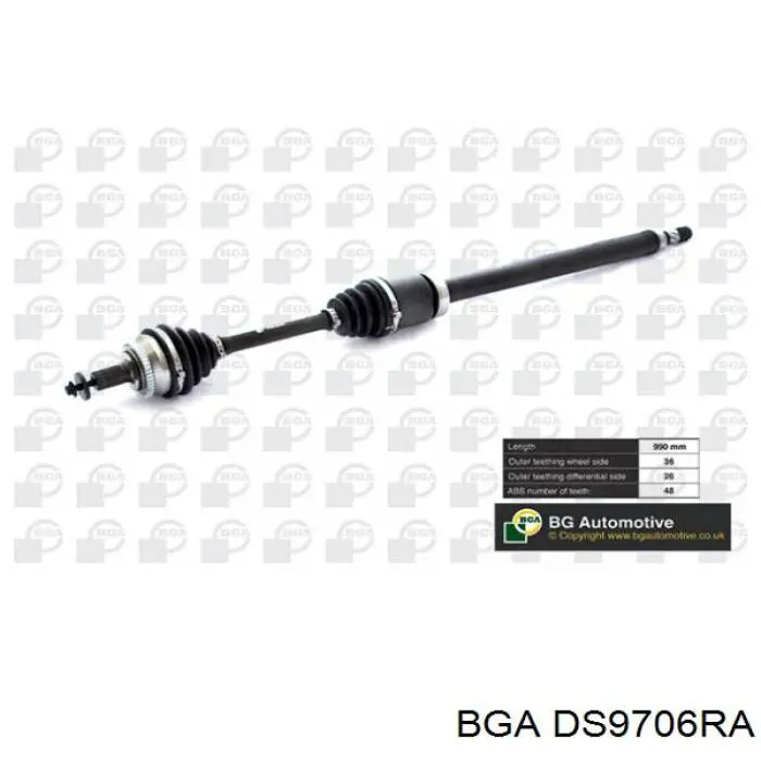 Semieixo (acionador) dianteiro direito BGA DS9706RA preço, a partir de 140,25 USD