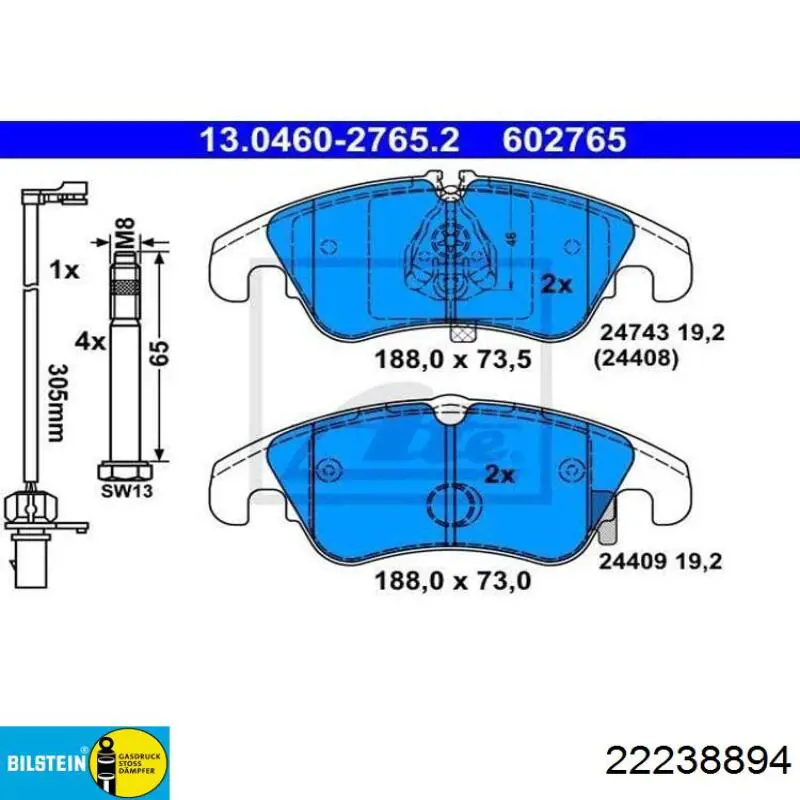 Compre 22238894 Bilstein Amortecedor dianteiro direito