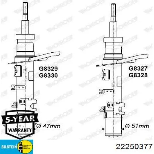 Amortecedor dianteiro esquerdo Bilstein 22250377 preço, a partir de 71,70 USD