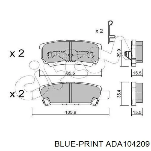 Compre ADA104209 Blue Print Sapatas do freio traseiras de disco
