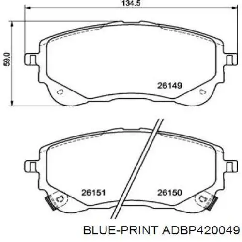 Sapatas do freio dianteiras de disco Blue Print ADBP420049 preço, a partir de 42,98 USD