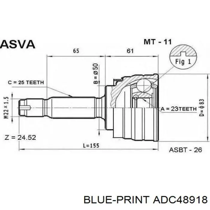 Junta homocinética externa dianteira MI005 HDK