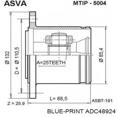 Compre ADC48924 Blue Print Junta homocinética externa dianteira direita