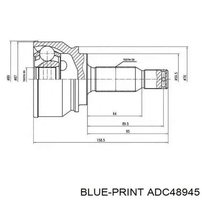 Compre ADC48945 Blue Print Junta homocinética externa dianteira