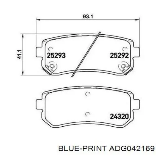 Sapatas do freio traseiras de disco Blue Print ADG042169 preço, a partir de 25,79 USD