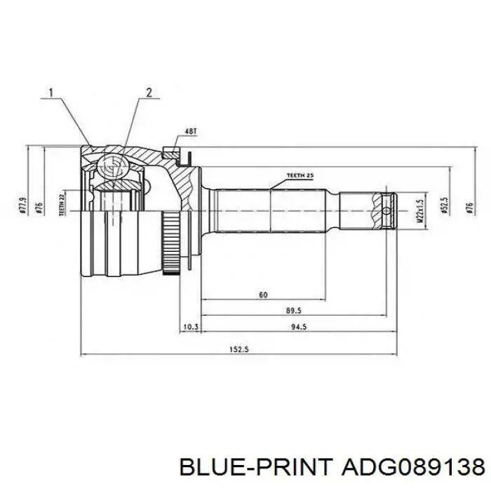 Compre ADG089138 Blue Print Junta homocinética externa dianteira