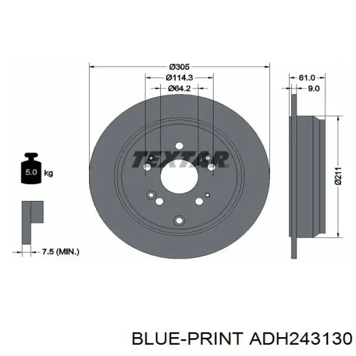 Disco do freio traseiro Blue Print ADH243130 preço, a partir de 36,32 USD