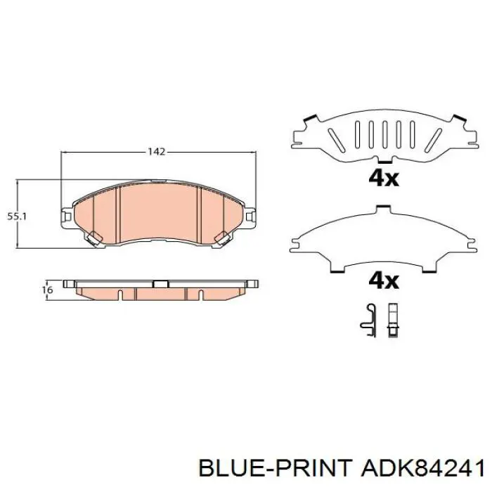 Compre ADK84241 Blue Print Sapatas do freio dianteiras de disco