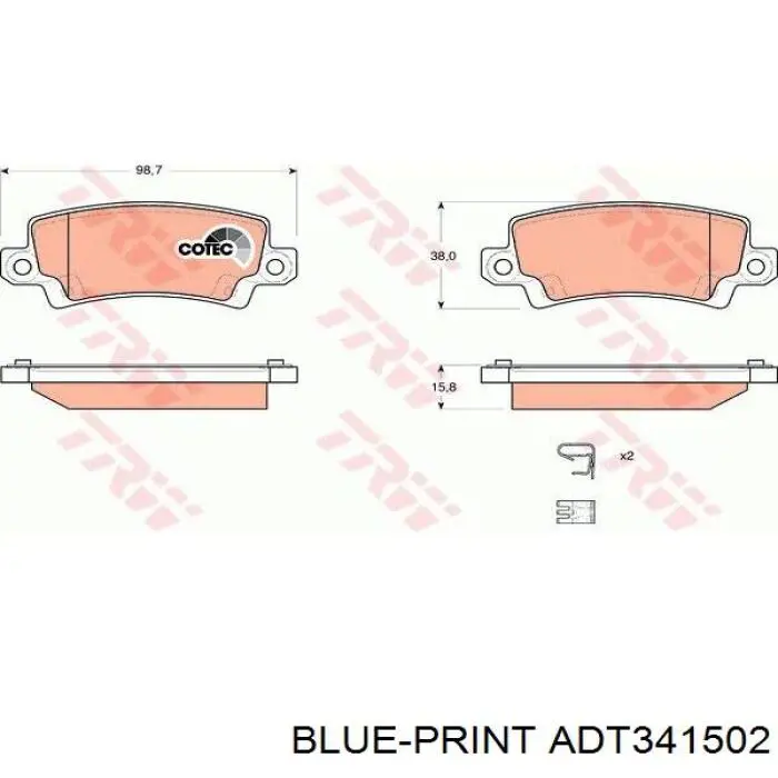 Compre ADT341502 Blue Print Kit de montagem das sapatas traseiras de tambor