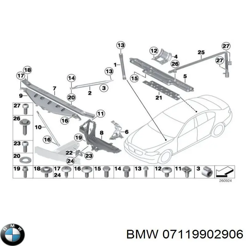 Compre 07119902906 BMW Parafuso de fixação de braço oscilante dianteiro, inferior