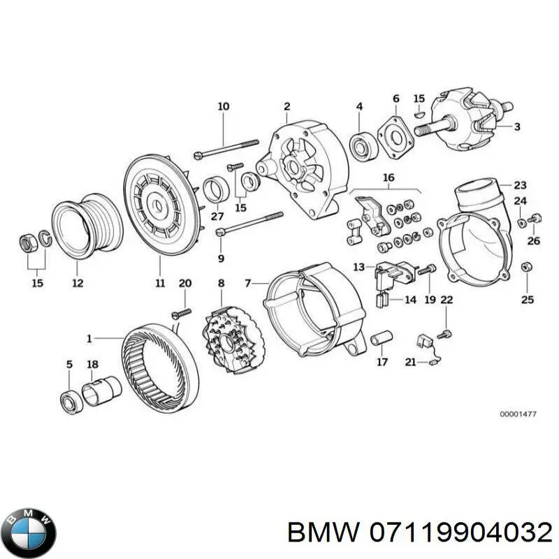 07119904032 BMW Porca de fixação de tubo de admissão do silenciador (de calças)