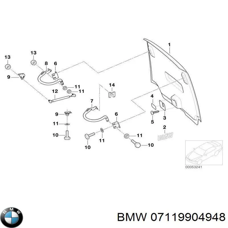 07119904948 BMW Porca de fixação de tubo de admissão do silenciador (de calças)