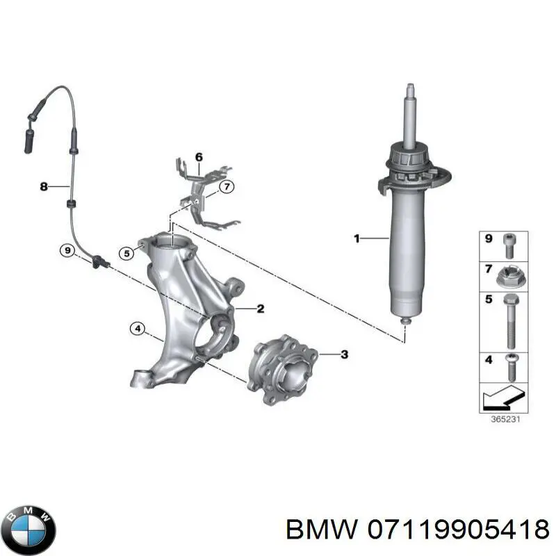 07119905418 BMW Parafuso de fixação de braço oscilante dianteiro, inferior