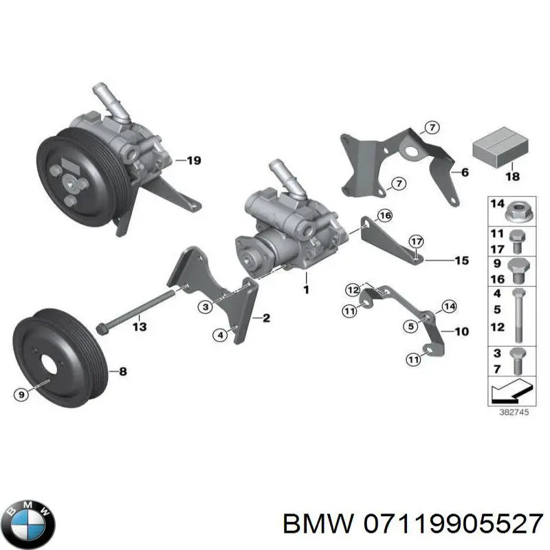 07119905527 BMW Parafuso de fixação de braço oscilante dianteiro, inferior