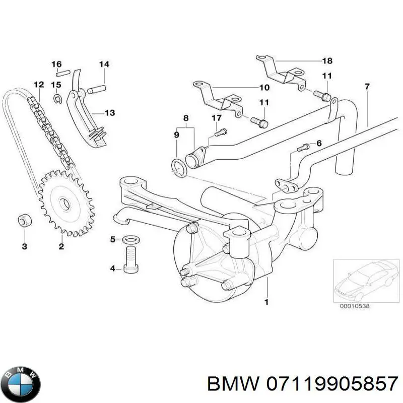 07119905857 BMW Porca de engrenagem de bomba de óleo