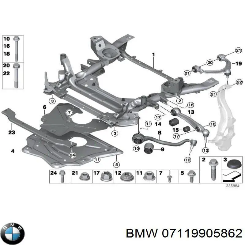 07119905862 BMW Parafuso de fixação de apoio esférico dianteiro ao pino de apoio