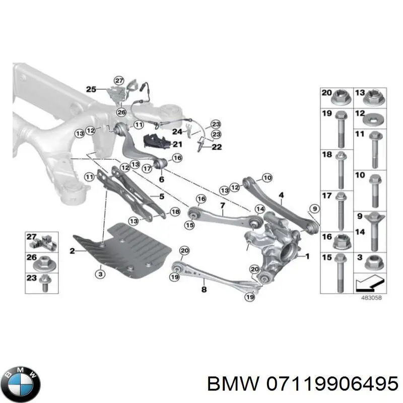 Compre 07119906495 BMW Parafuso de fixação de braço oscilante dianteiro