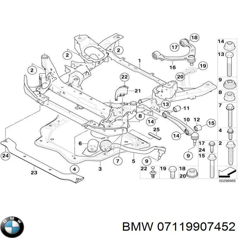 07119907452 BMW Parafuso de fixação de braço oscilante dianteiro