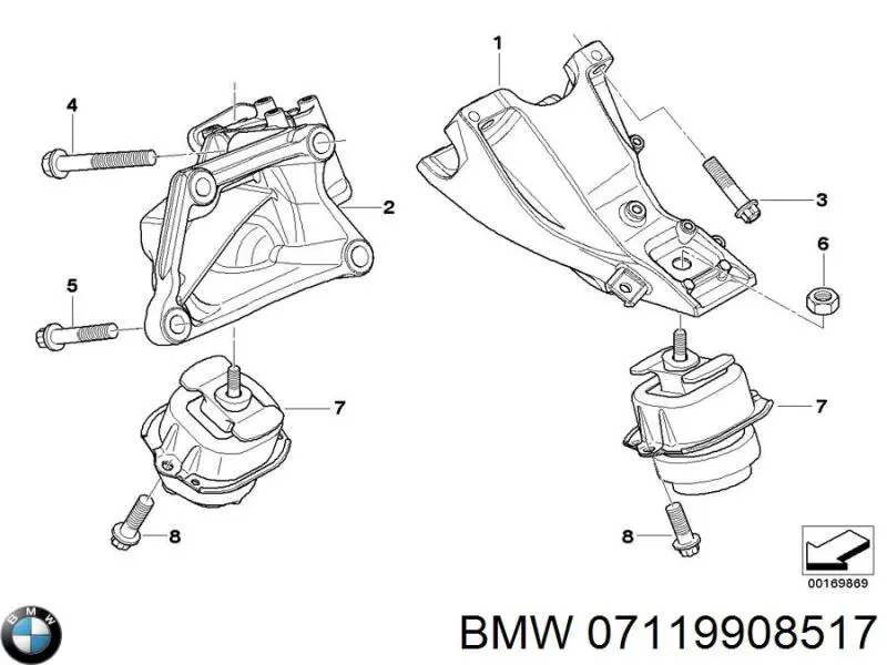 07119908517 BMW Parafuso de suporte de coxim de motor
