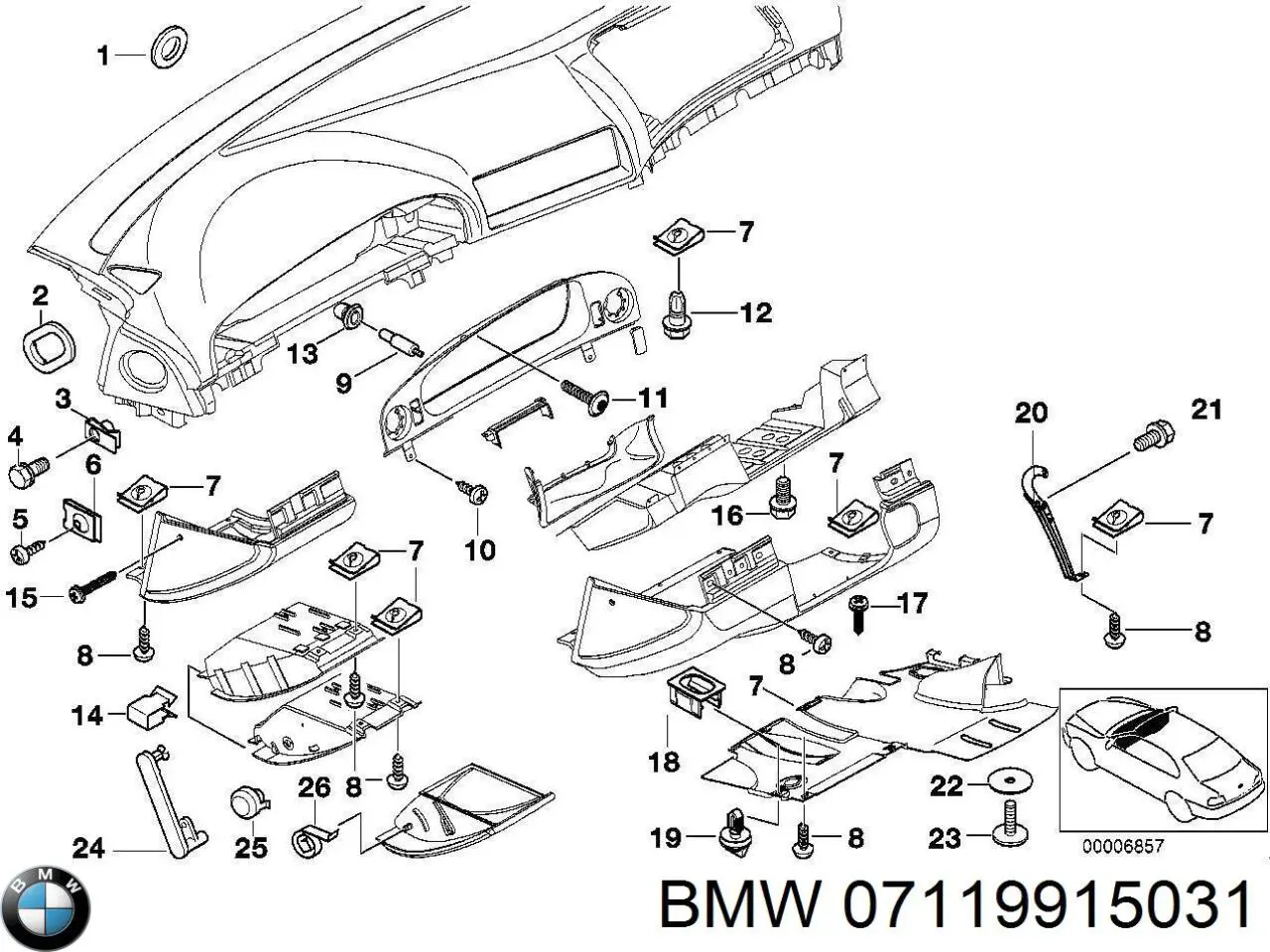 Compre 07119915031 BMW Parafuso de fixação de braço oscilante dianteiro, inferior