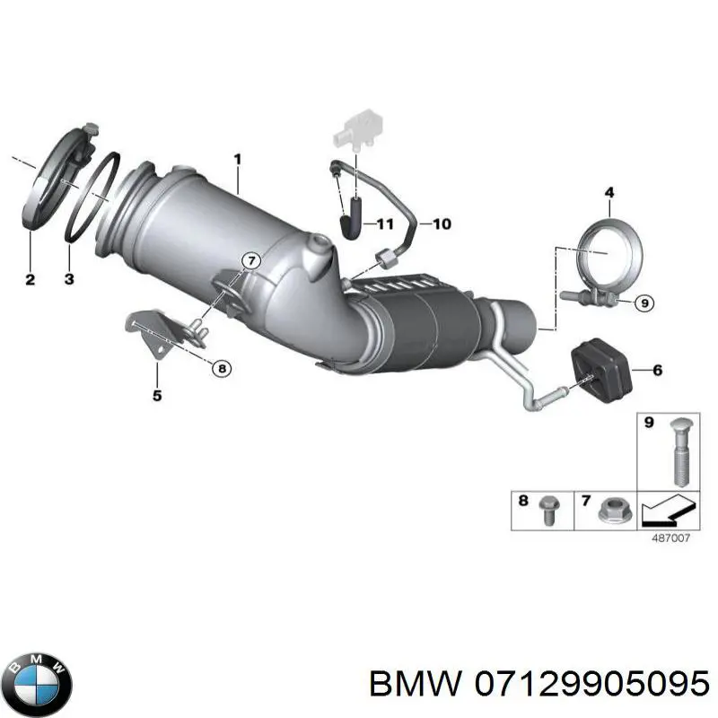 07129905095 BMW Porca de fixação de tubo de admissão do silenciador (de calças)
