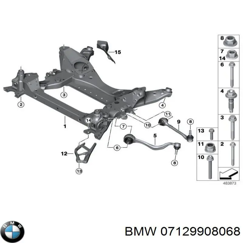 Parafuso de fixação de braço oscilante dianteiro, inferior BMW 07129908068 preço, a partir de 8,90 USD