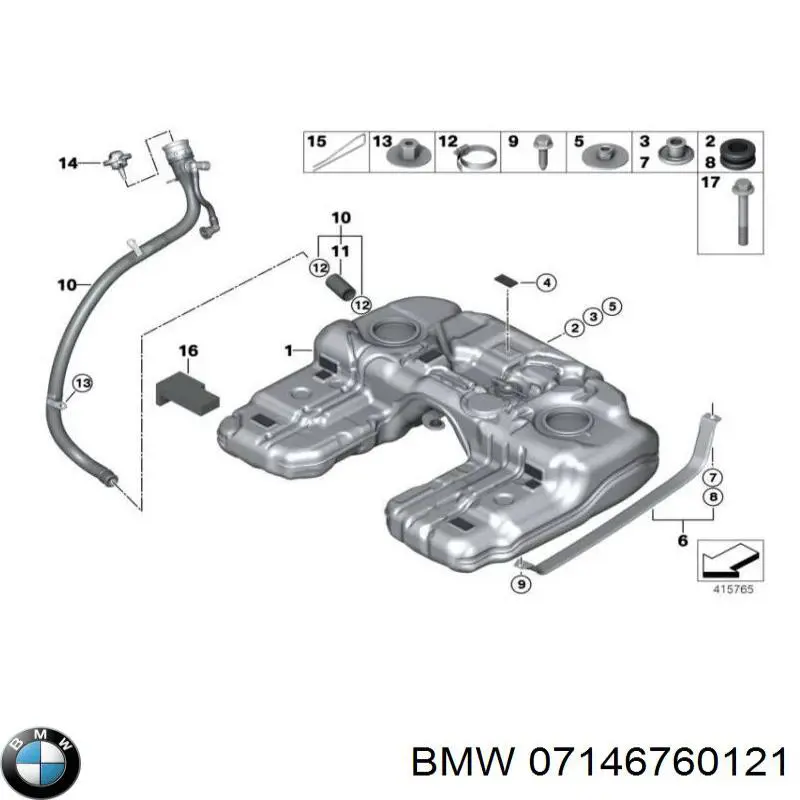 07146760121 BMW Porca de fixação de tubo de admissão do silenciador (de calças)
