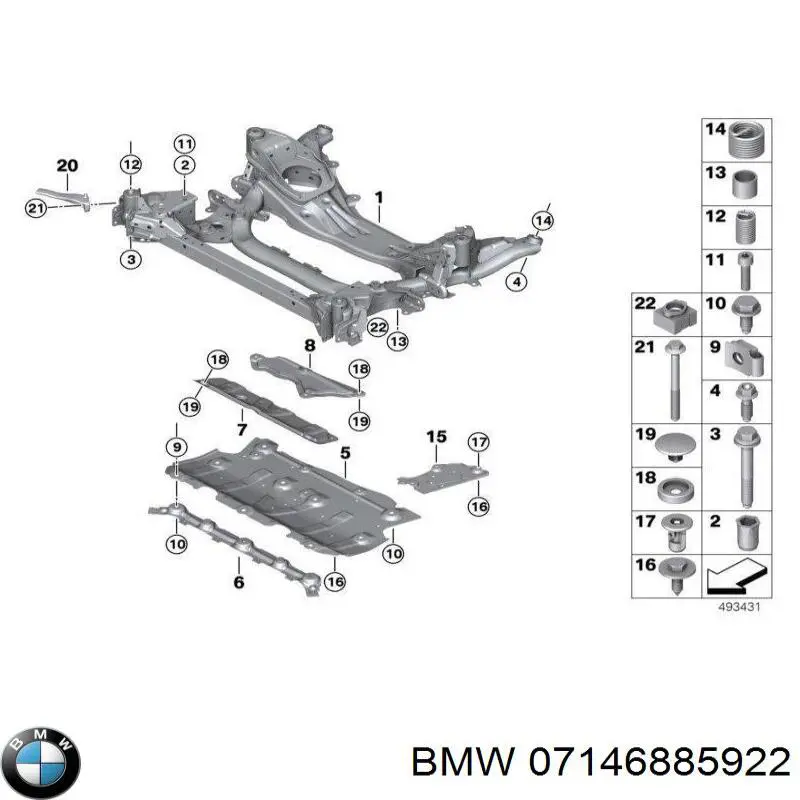 07146885922 BMW Parafuso de fixação de braço oscilante dianteiro