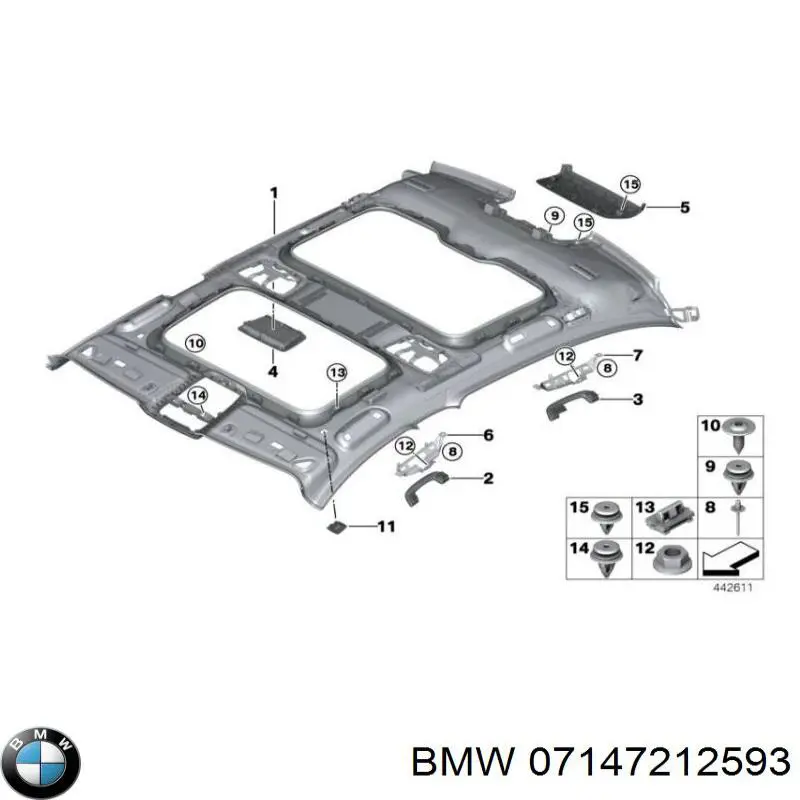 07147212593 BMW Cápsula (prendedor) de fixação do forro do pára-choque do pára-lama dianteiro