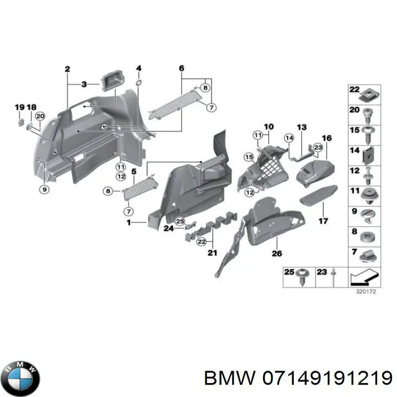 Compre 07149191219 BMW Cápsula (prendedor) de fixação do forro do pára-choque do pára-lama dianteiro
