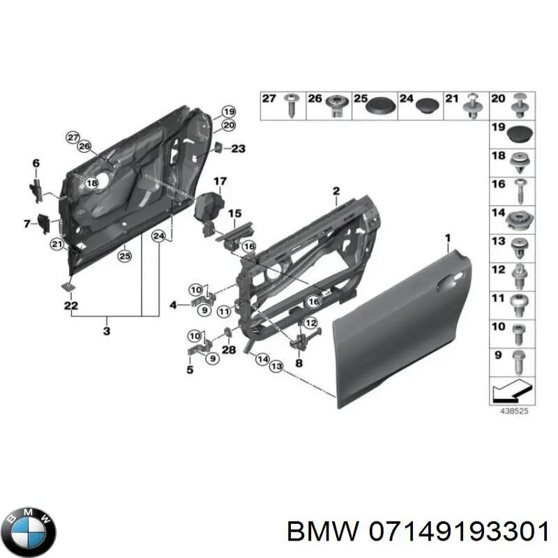 07149193301 BMW Cápsula (prendedor) de fixação de grelha do radiador de esfriamento