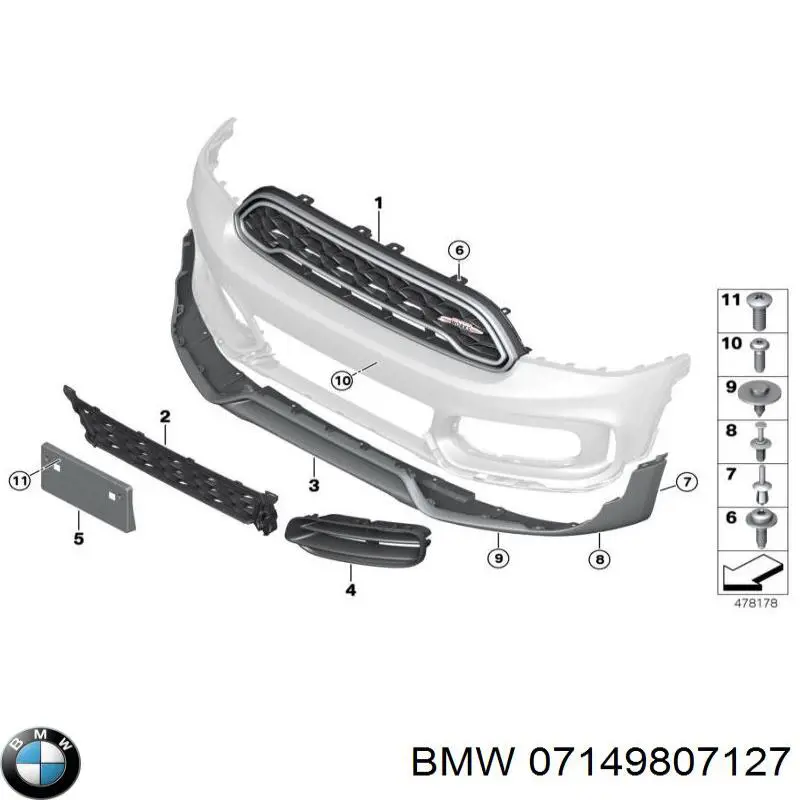 07149807127 BMW Cápsula (prendedor) de fixação de placas sobrepostas do acesso
