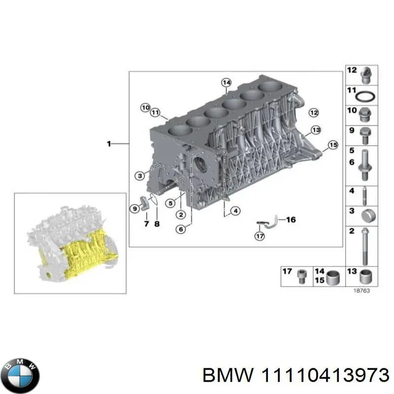 11110413973 BMW Bloco de cilindros de motor